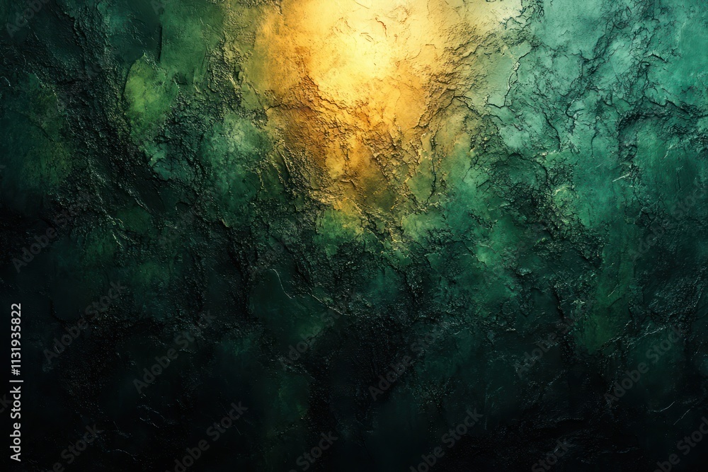 Poster abstract textured background in dark green and black with soft diffused light and smooth gradient fl