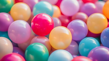 Vibrant Array of Colorful Playful Balloons Creating a Cheerful Celebration Atmosphere : Generative AI