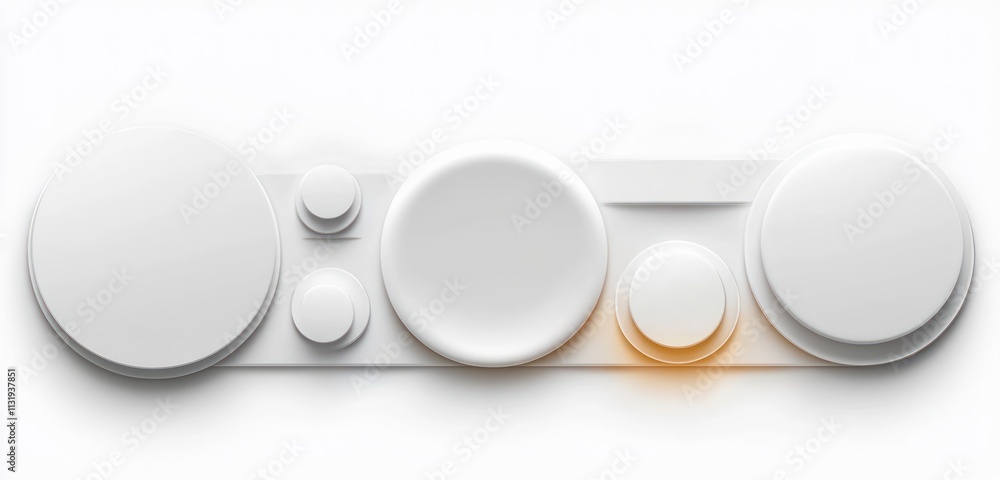 Aufkleber minimalist white buttons and circles for modern user interface design in soft gray background