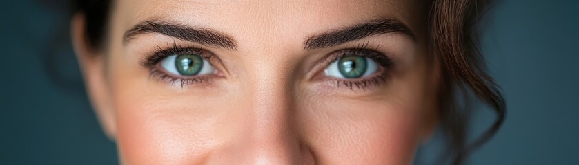 A woman with green eyes and a smile