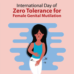 illustration vector graphic of a woman is holding her feminine area, perfect for international day, zero tolerance, female genital mutilation, celebrate, greeting card, etc.