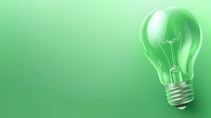 Illuminating innovation, bright light bulb glowing on vibrant green background symbolizing ideas and inspiration