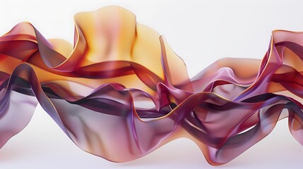 Obraz premium A silky, colorful wave of deep red, gold, and violet, gently undulating on a clean white background, creating a peaceful motion.