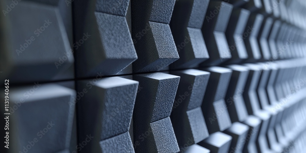 Aufkleber A close-up of soundproof panels inside a manufacturing unit, showing advanced noise reduction technology and its application in industrial settings.