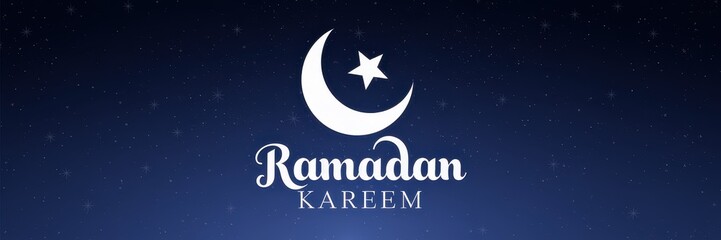 Naklejka premium Ramadan Kareem: Celebrating the Holy Month with a Crescent Moon and Stars