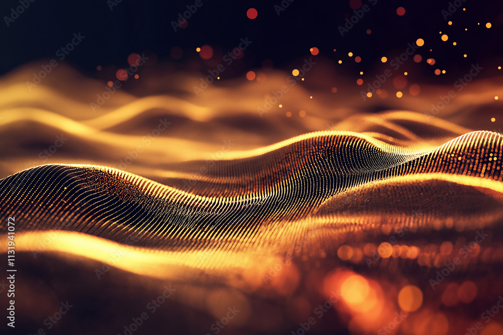 Poster abstract dot point connect with gradient line and aesthetic intricate wave line design , internation