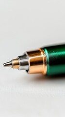 Close-up of Elegant Green and Gold Pen Tip