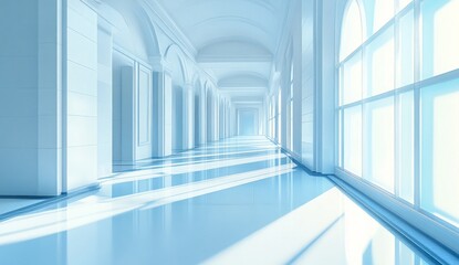 Serene Light-Filled Corridor in a Modern Building