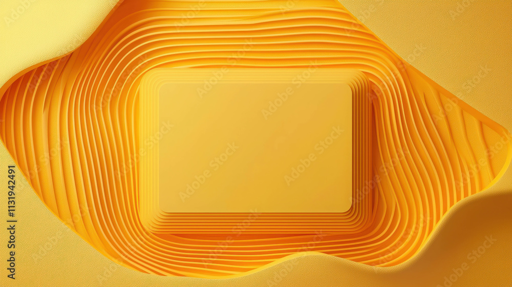 Poster modern abstract yellow design with rectangular frame and layered texture