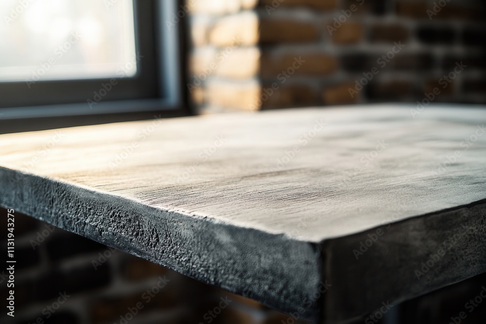 Aufkleber close-up of a textured tabletop with a rustic finish.