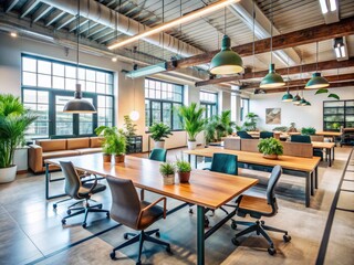 Fototapeta premium Modern coworking: fostering collaboration, sparking creativity, boosting productivity in stylish spaces.