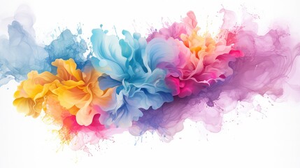Fototapeta premium Abstract Colorful Ink Splashes Vibrant Hues, Fluid Art, Swirls, Floral Design, Pastel Colors, Dynamic