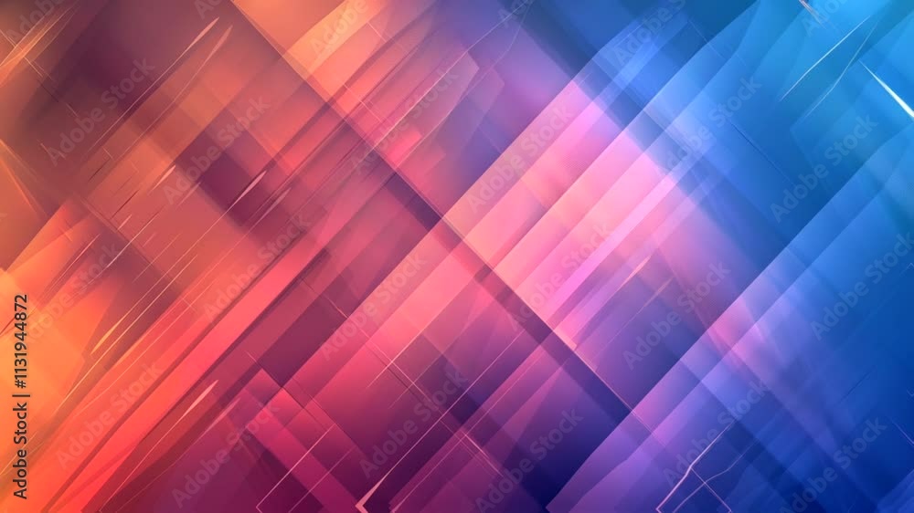 Poster abstract geometric background with diagonal, overlapping rectangles in warm and cool tones