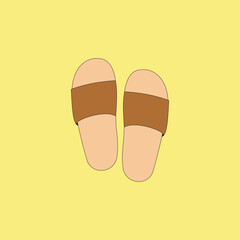Slip-on open toe sandal vector illustration. Woman footwear