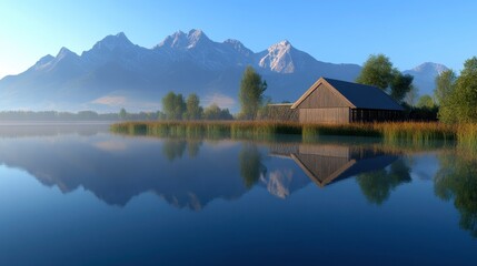 Obraz premium Tranquil Mountain Reflections at Dawn