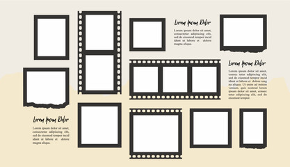 Pictures or photos frame collage layout abstract photo frames and digital photo wall template