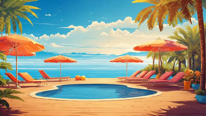 Fototapeta premium Beach Pool Party at a Club
