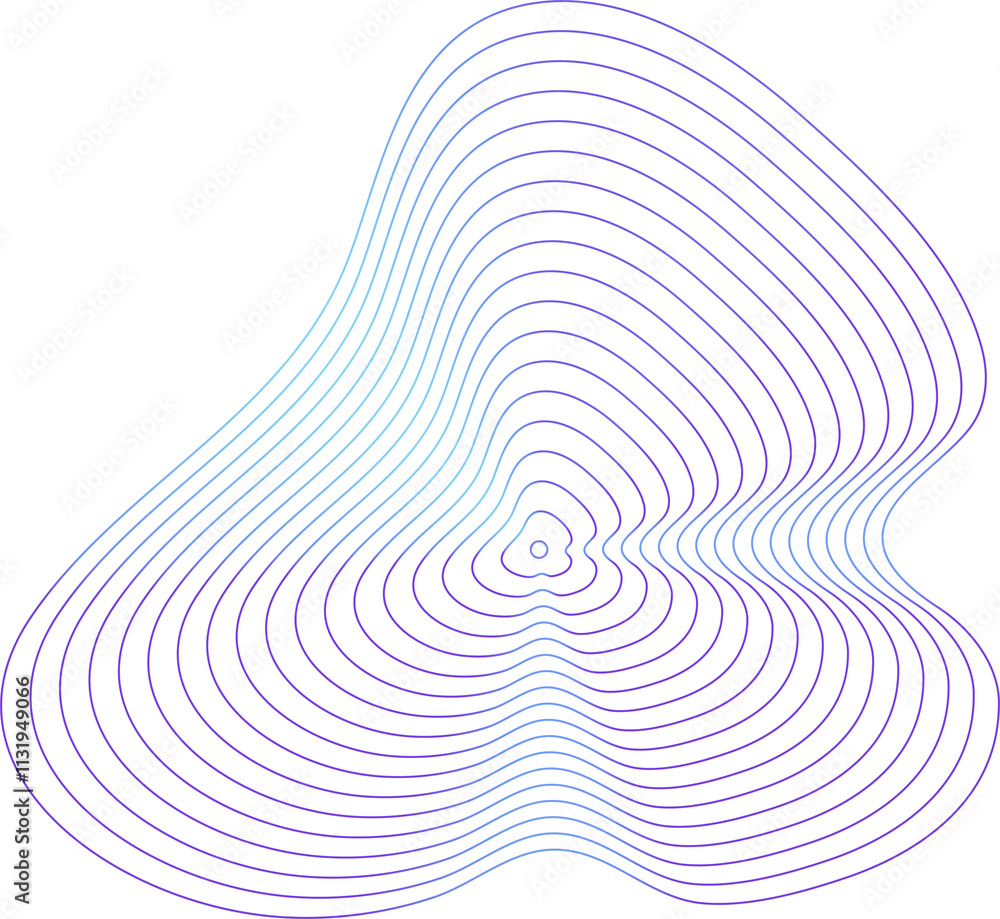 Aufkleber circle dynamic amorphous shape fluid form with line blue gradient