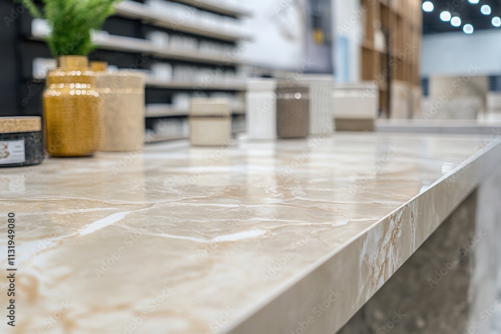 Poster elegant countertop display with decorative containers.