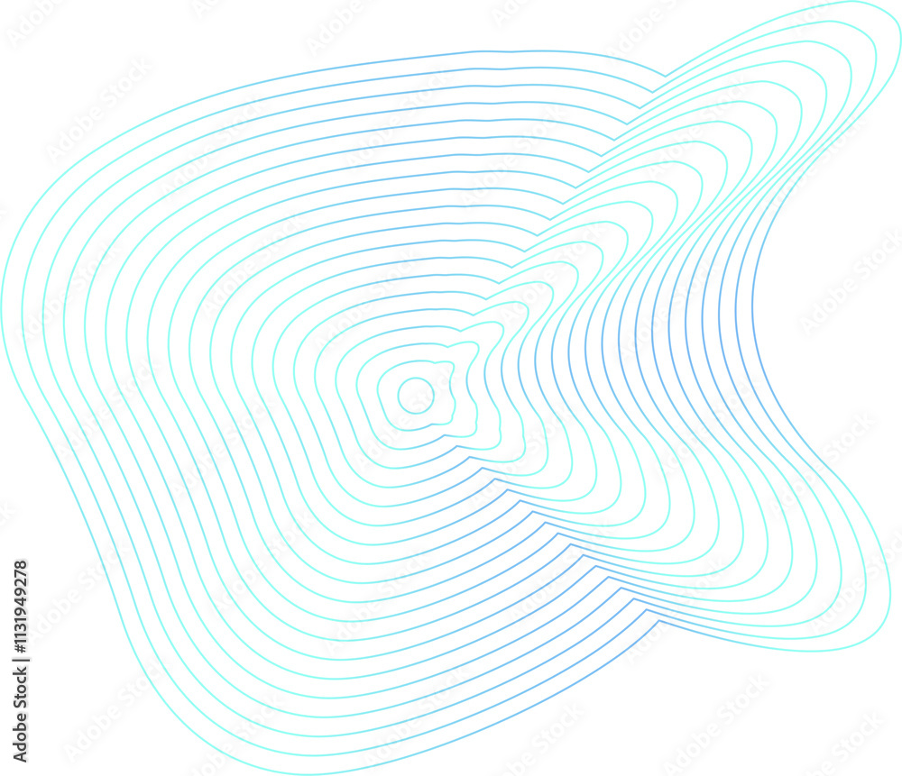 Poster circle dynamic amorphous shape fluid form with line blue gradient