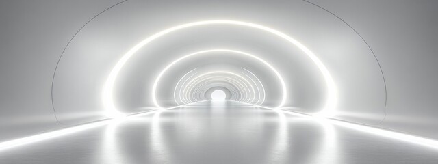 Fototapeta premium Futuristic Minimalistic Tunnel with Ambient Light and Serene Atmosphere for Modern Architectural Photography