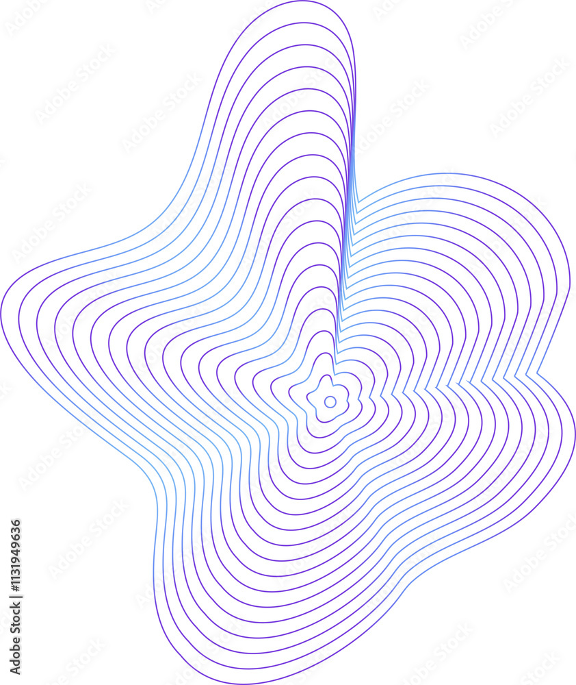 Aufkleber circle dynamic amorphous shape fluid form with line blue gradient