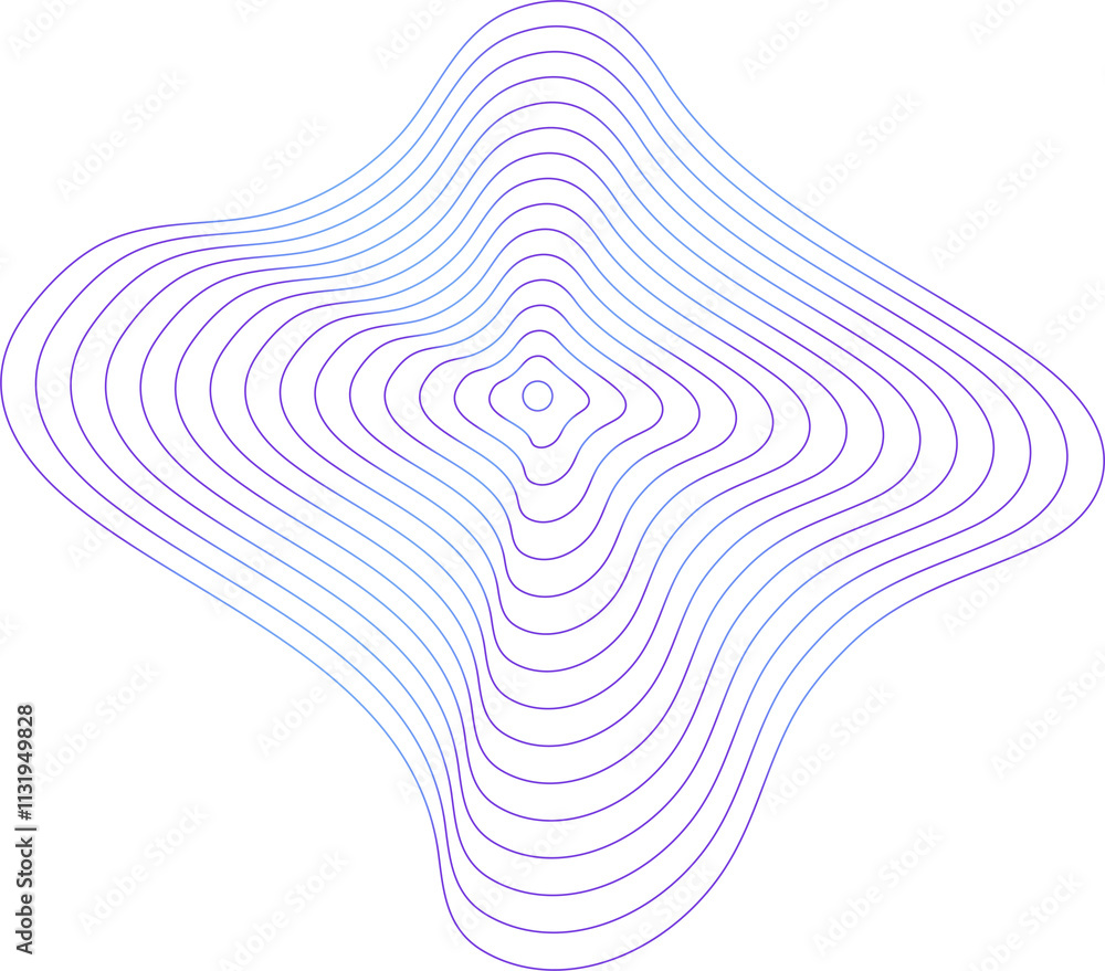 Poster circle dynamic amorphous shape fluid form with line blue gradient
