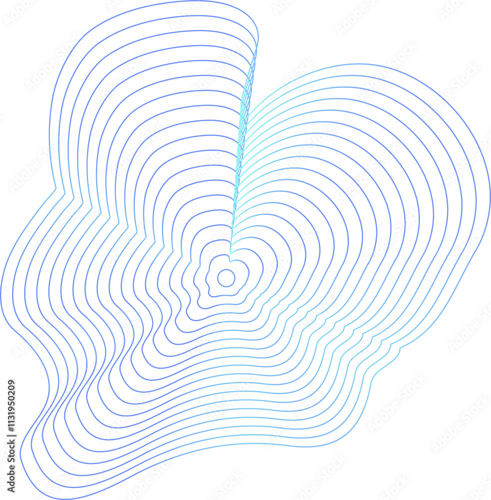 Aufkleber circle dynamic amorphous shape fluid form with line blue gradient
