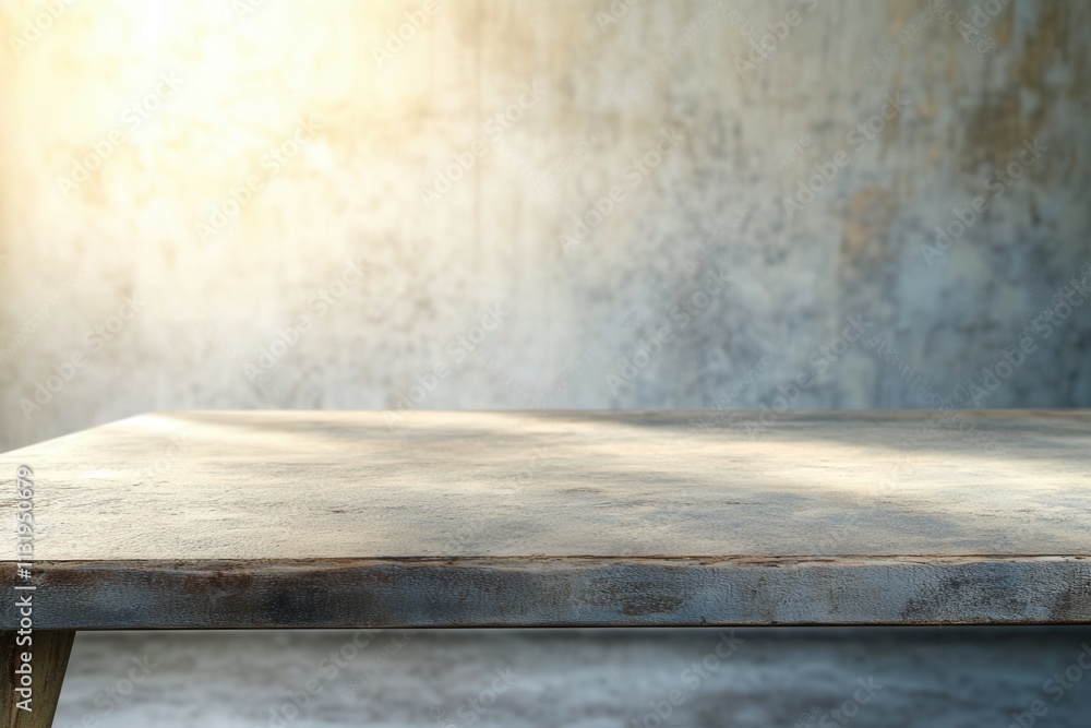 Poster minimalist table in a softly lit environment.