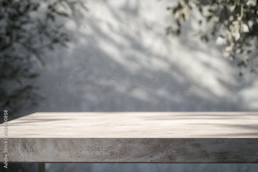 Poster minimalist table with soft shadows and background texture.