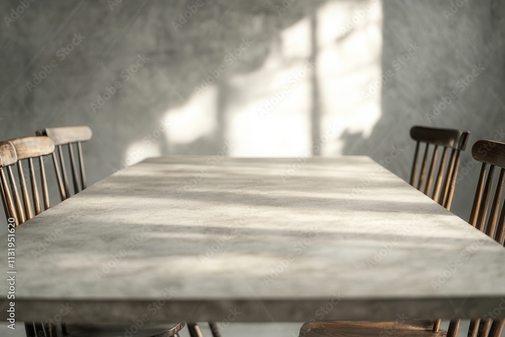 Poster modern table setting with natural light and shadows.