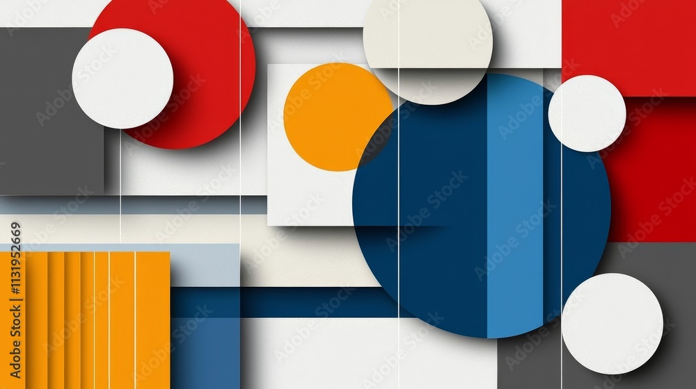 Poster bold retro abstract shapes graphic design colorful background art
