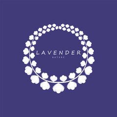 Obraz premium purple lavender flower logo, for flower gardens, parks, business, cosmetics, fashion, vector