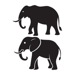 Obraz premium Silhouette of Two Elephants