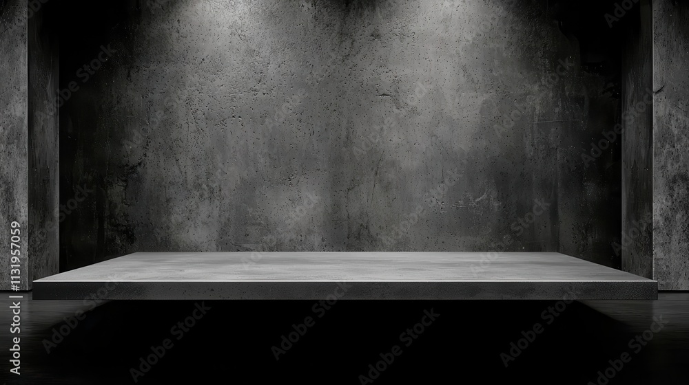 Poster minimalist gray concrete background with illuminated display area