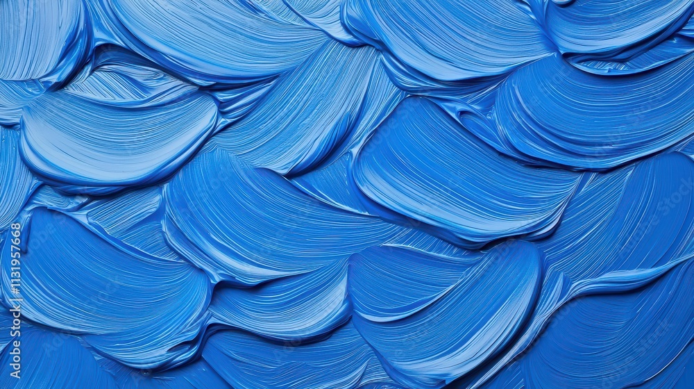 Poster textured blue paint swirls on canvas creating a vibrant display