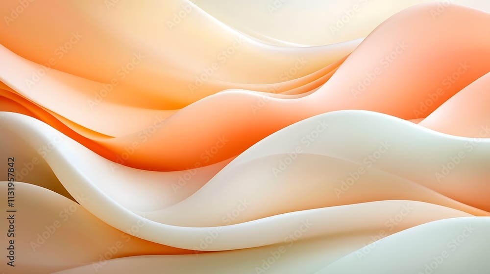 Poster creative visuals of flowing abstract waves soft color backgrounds in digital space art