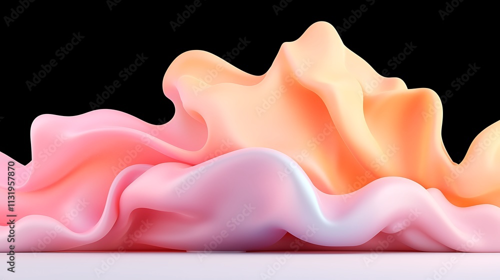 Aufkleber artistic display of dynamic fabric flow soft textures and colors in modern digital art