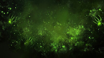 Glowing Green Claws Emerging from a Dark, Textured Abyss
