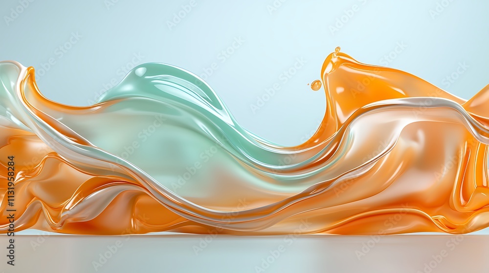 Poster dynamic fluid waves abstract art studio with colorful background and creative design