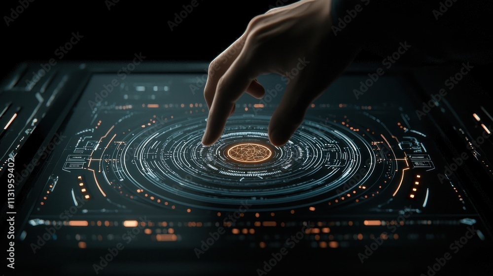 Poster interactive technology exploration digital interface manipulation futuristic lab graphic design clos