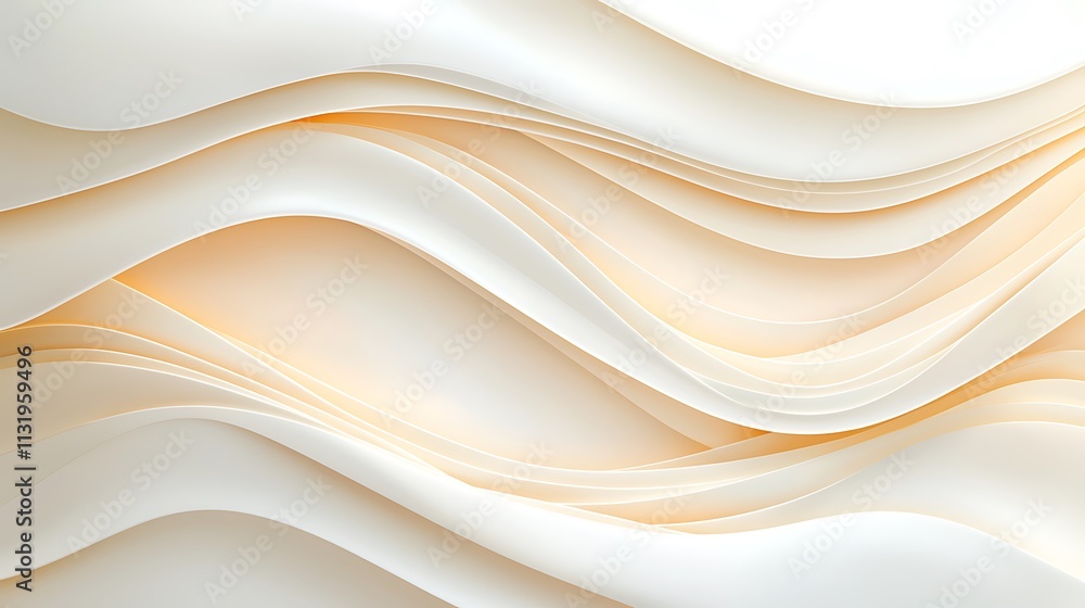 Poster serene minimalist design elegant white wave patterns in soft lighting close-up