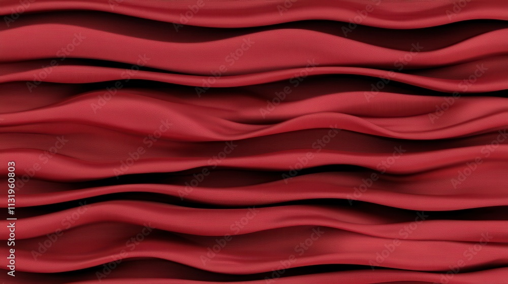 Poster elegant red fabric waves with soft texture and flowing design