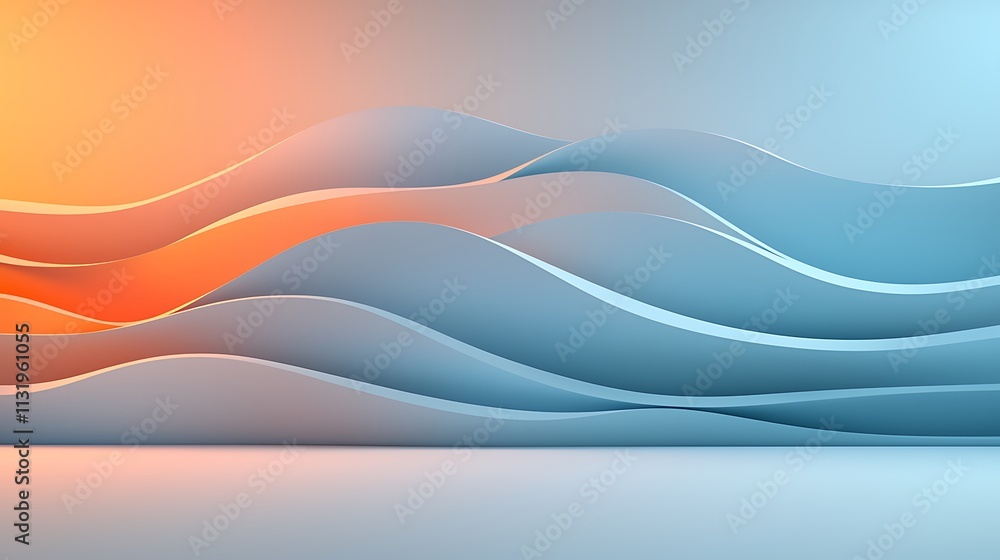 Poster abstract art waves colorful dynamics in a minimalist calm artistic perspective