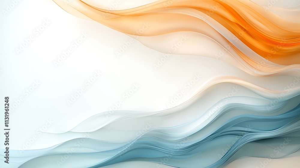 Poster dynamic abstract waves in virtual space fluid motion and soft color aesthetics