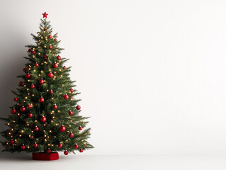 Fototapeta premium Christmas Tree with Red Balls and Stars