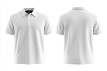White short-sleeve polo shirt mockup, front and back views, isolated on white background. (1)