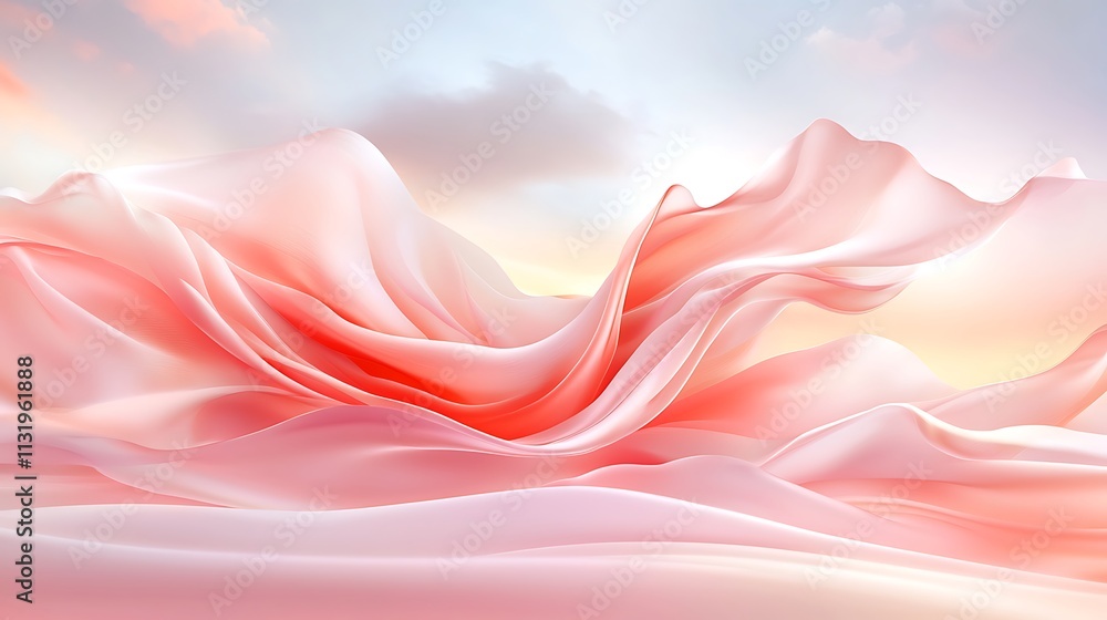 Poster ethereal serenity flowing fabric patterns and soft colors in abstract digital art