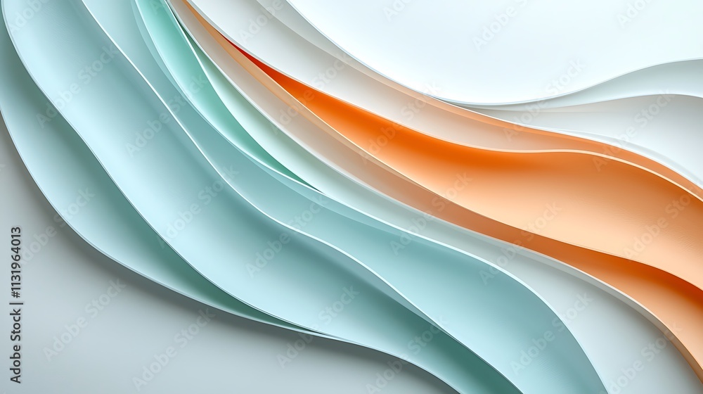 Poster aerial view of colorful flowing paper art abstract design in a creative space