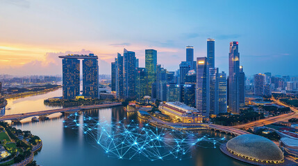Fototapeta premium Digital transformation strategy adoption in urban environments exploring modern business landscapes